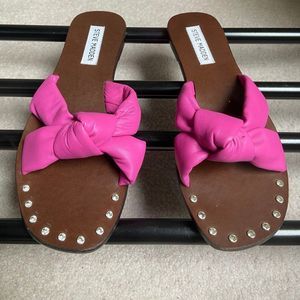 STEVE MADDEN Women Marisole Leather Gemstone Slide Sandals - NEW NWOB